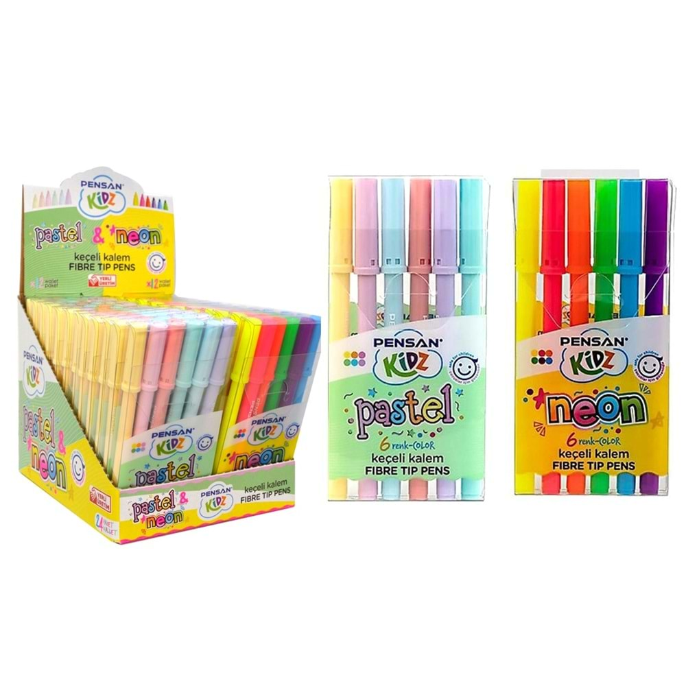 KALEM KEÇELLİ PENSAN PASTEL&NEON 6 LI (24 ADET)