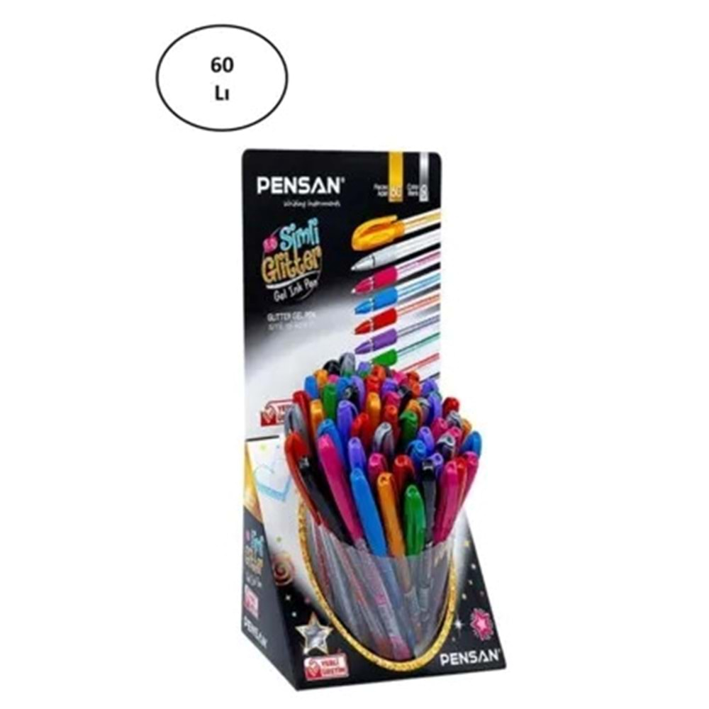 KALEM TÜKENMEZ PENSAN GLITTER SİMLİ GEL PEN 2280 60 LI