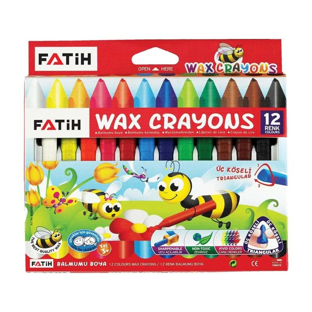 BOYA MUM FATİH JUMBO WAX CRAYONS 12 RENK 50220 (6 ADET)