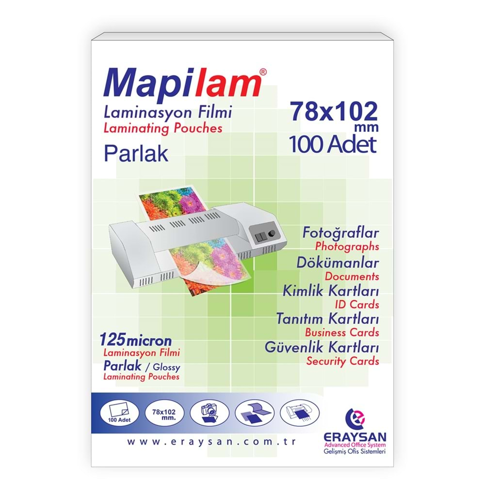 PVC LAMİNASYON FİLMİ MAPİLAM 78*102 1021210 100 LÜ