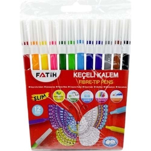 KALEM KEÇELLİ FATİH FIBER-TIP PENS 34015 12 RENK (12 ADET)