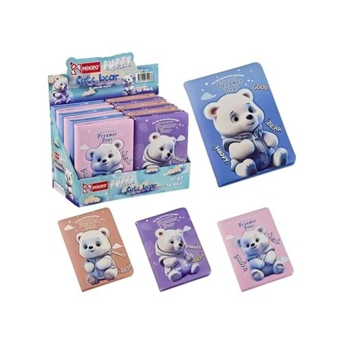 NOT DEFTERİ MİKRO PUFFY PF-20 CUTE BEAR GIRL (12 ADET)