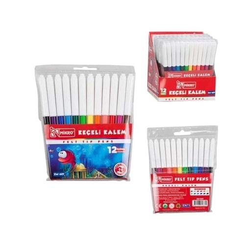 KALEM KEÇELLİ MİKRO FELT TIP PENS ZW-607 (12 ADET)