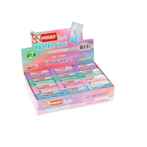 SİLGİ MİKRO SOFT PASTEL 2B-24 P DUST FREE 24 LÜ